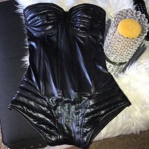 Black bustier body suit halloween dance costume